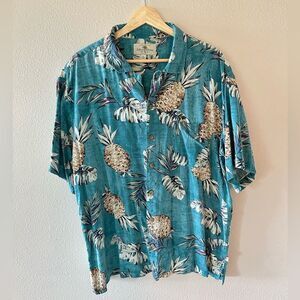 Island Shores 100% Silk Hawaiian Short Sleeve Button Up Shirt Size XL